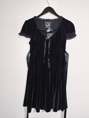 Killstar Heather Gothic Punk Witchy Alternative Velvet Babydoll Dress Size MD